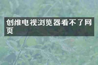 创维电视浏览器看不了网页