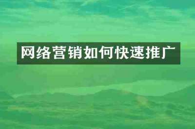 网络营销如何快速推广