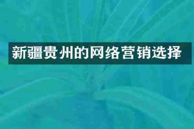 新疆贵州的网络营销选择