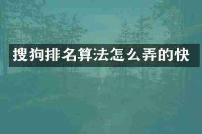 搜狗排名算法怎么弄的快