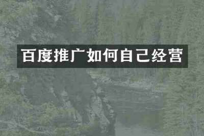 百度推广如何自己经营