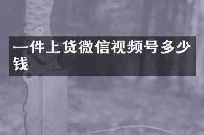 一件上货微信视频号多少钱