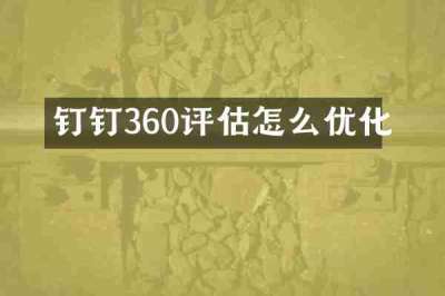 钉钉360评估怎么优化