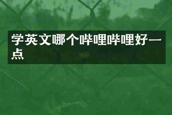 学英文哪个哔哩哔哩好一点