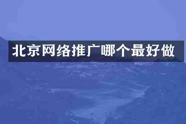 北京网络推广哪个最好做