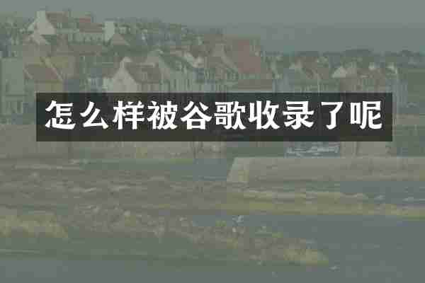 怎么样被谷歌收录了呢