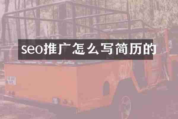seo推广怎么写简历的