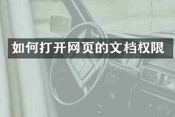 如何打开网页的文档权限