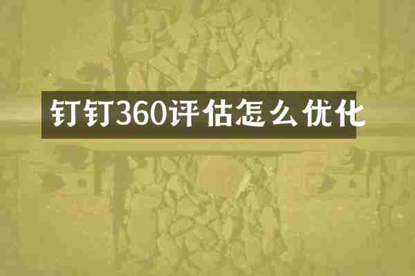 钉钉360评估怎么优化