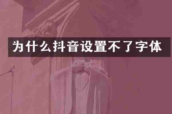 为什么抖音设置不了字体
