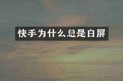 快手为什么总是白屏