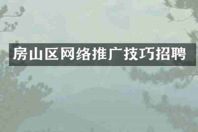 房山区网络推广技巧招聘
