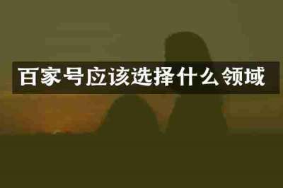 百家号应该选择什么领域