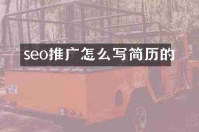 seo推广怎么写简历的