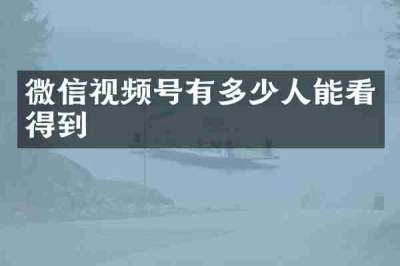 微信视频号有多少人能看得到