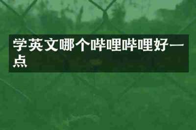学英文哪个哔哩哔哩好一点