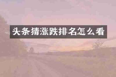 头条猜涨跌排名怎么看
