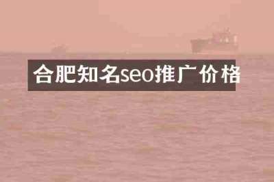 合肥知名seo推广价格