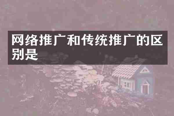 网络推广和传统推广的区别是
