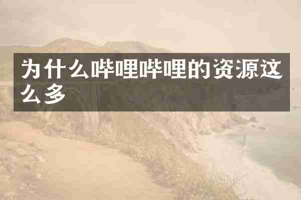 为什么哔哩哔哩的资源这么多