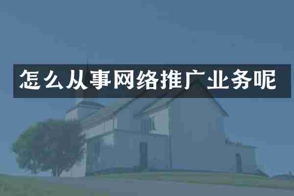 怎么从事网络推广业务呢