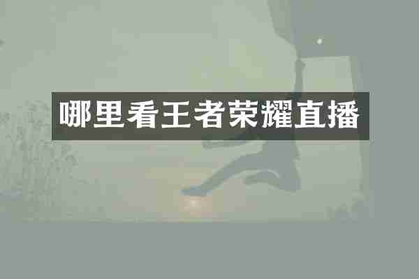 哪里看王者荣耀直播