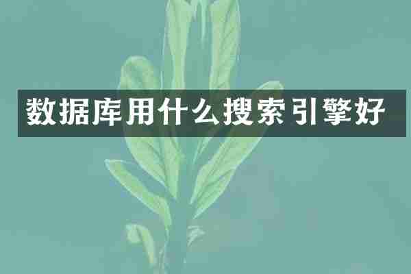 数据库用什么搜索引擎好