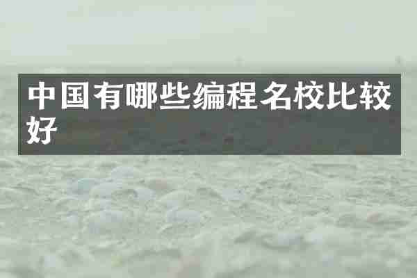 中国有哪些编程名校比较好