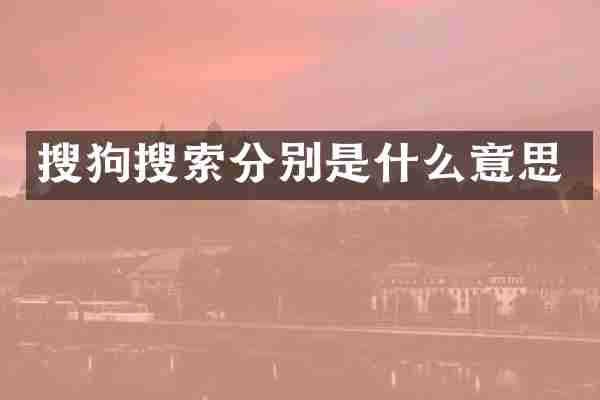 搜狗搜索分别是什么意思