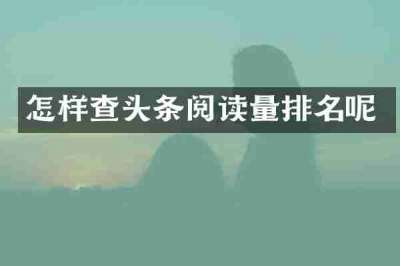 怎样查头条阅读量排名呢
