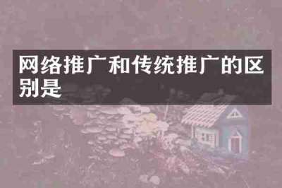 网络推广和传统推广的区别是