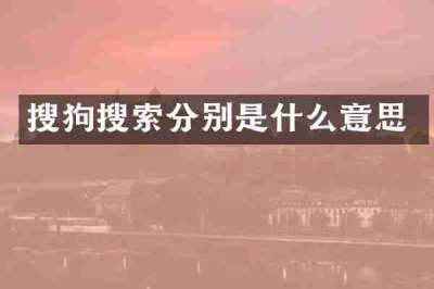 搜狗搜索分别是什么意思