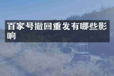 百家号撤回重发有哪些影响