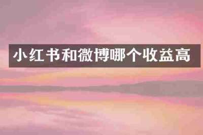 小红书和微博哪个收益高