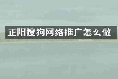 正阳搜狗网络推广怎么做
