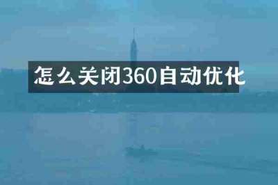 怎么关闭360自动优化