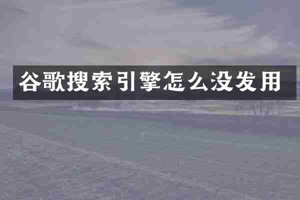 谷歌搜索引擎怎么没发用