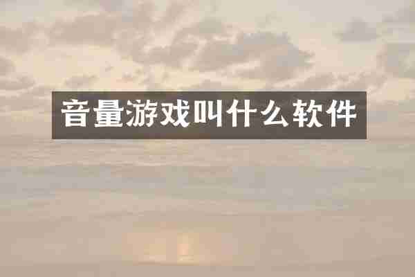 音量游戏叫什么软件