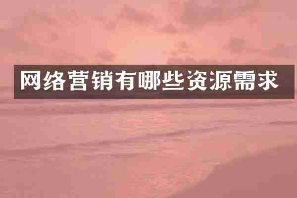 网络营销有哪些资源需求