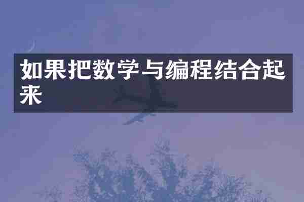 如果把数学与编程结合起来