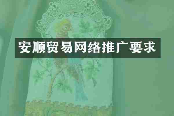 安顺贸易网络推广要求
