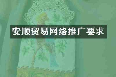 安顺贸易网络推广要求