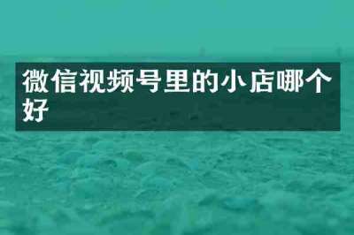 微信视频号里的小店哪个好