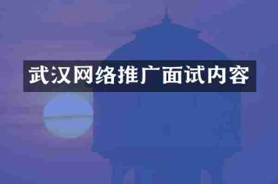 武汉网络推广面试内容