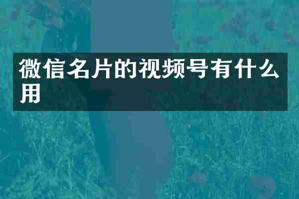 微信名片的视频号有什么用