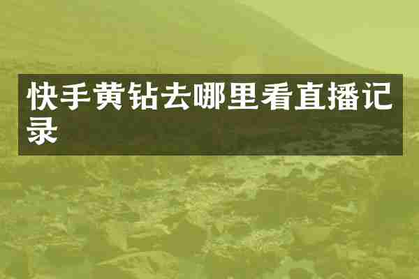 快手黄钻去哪里看直播记录