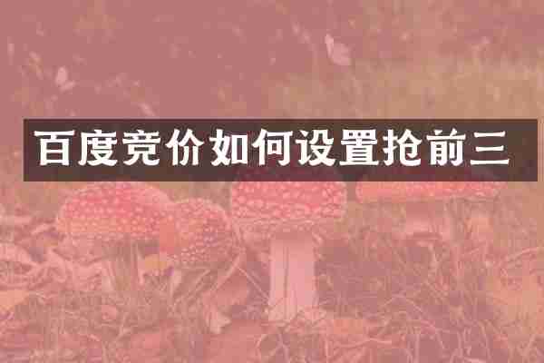 百度竞价如何设置抢前三