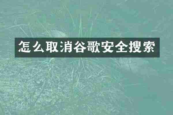 怎么取消谷歌安全搜索