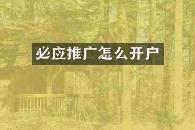 必应推广怎么开户