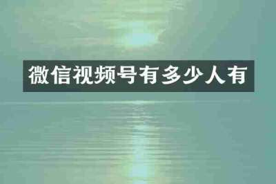 微信视频号有多少人有